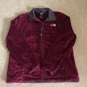 The North Face Zip Front Fleece Jacket/burgundy